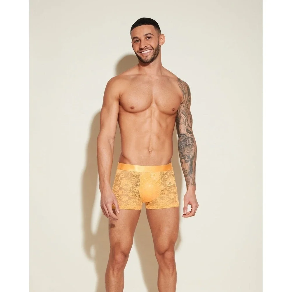 Cosabella Never Say Never Lace Classic Trunk Boxer Brief yellow size S